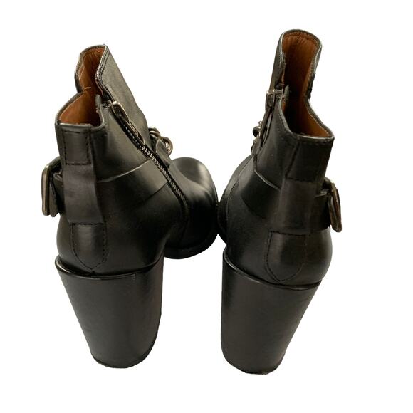 ASH Leather Ankle Moto Boots Heels Chains 6.5 - Picture 3 of 6